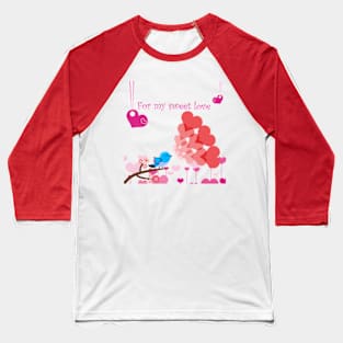 Love birds with hearts Baseball T-Shirt